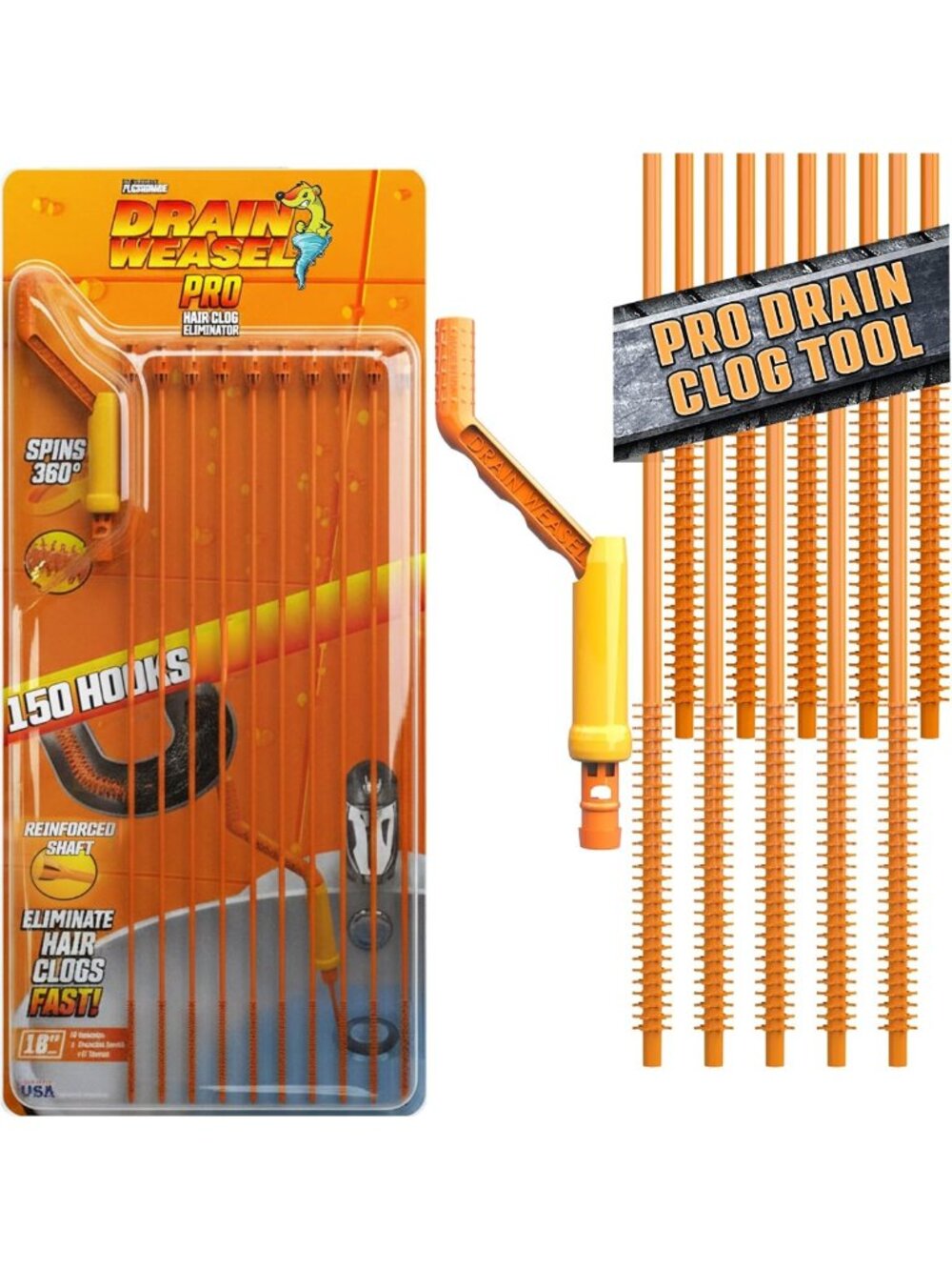 Drain Clog Remover Tool with 10 Wands - Flexible Hair Snake for Easy Cleaning